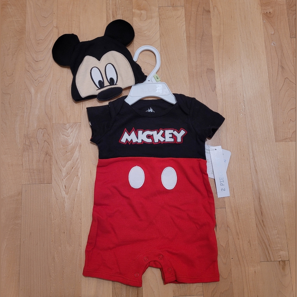 DISNEY Baby Mickey romper with hat 3 months
